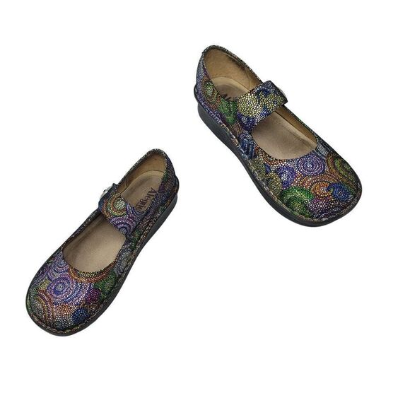 Alegria Whimsical Leather Mary Jane Shoes 42 Colorful Swirl Fairycore Kidcore - Picture 2 of 13